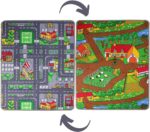 The Rug House Kids Reversible Double Sided Town City Roads Car Playmat Childrens Play Village Farm Mats 80cm x 150cm