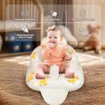 JOSEN Inflatable Baby Seat for Babies 3 Months & Up, Baby Floor Seats Learn to Sit Up, Portable Infant Feeding Shower Chair, Blow Up Baby Chair with Built in Air Pump - Giraffe - Image 3