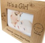 Newborn Baby Girl Gift Engraved Oak Photo Frame New Born Baby Gifts - Image 3