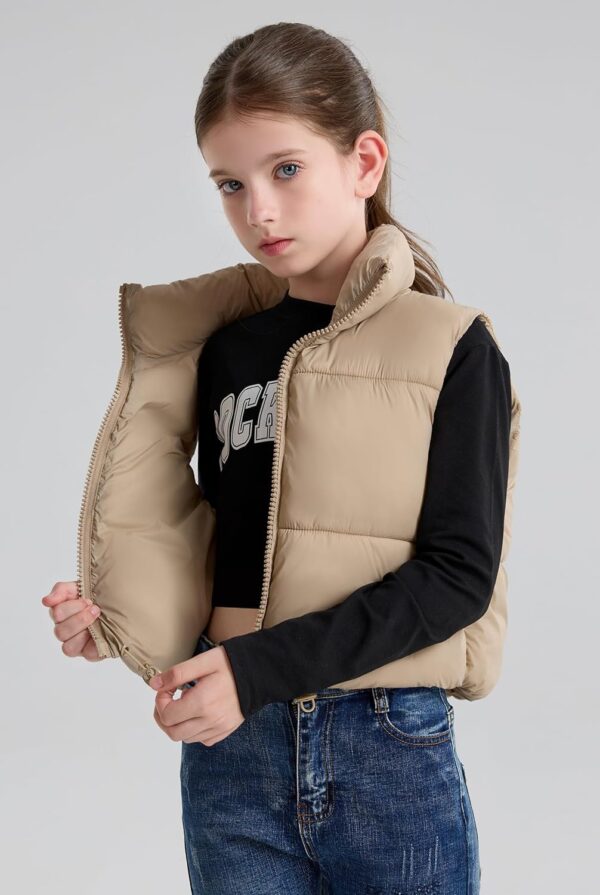 SOLOCOTE Girls Puffy Vest Coat Water-Resistant Warm Winter Sleeveless Kids Jacket for 6-14 Years - Image 3
