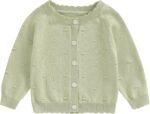 MAHUAOYIXI Infant Baby Girl Warm Clothes Long Sleeve Solid Color Cardigan Coat Knit Sweater Jumper Sweatshirt Winter Knitted Pullover Chunky Knitwear Outfits for Little Girl