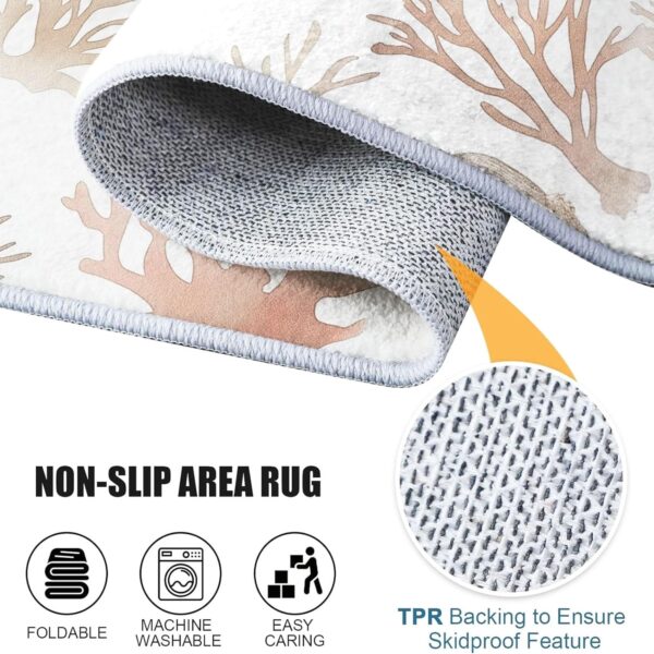 Washable Non Slip Area Rug for Living Room BedroomKids Nursery Bedside Room Home Office Kitchen Decor Coral Shells Fluffy Area Rug 60 x 90cm pink - Image 7