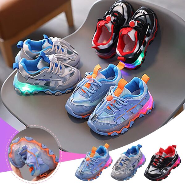 Kids Shoes LED Light Up Trainers Shoes Boys Baby Girls Sneakers Glow Fashion Flashing Athletic Sport Sneaker Kids Flashing Lights Running Sports Skater Shoes (Black, 8.5 Toddler) - Image 4