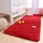 DETUM Red Rug 2x6 Feet - Fluffy Red Runner Rugs for Bedroom Shaggy 2' X 6' Living Room Rug Soft Rugs for Kids Room Non-Slip Nursery Office Dorm Washable Carpets Home Decor - Image 7