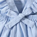 Yanmucy Baby Girls Cotton Rompers Newborn Toddler Ruffle Sleeveless Backless Bodysuit with Headband Summer Baby Overall Outfits 0-18 Months - Image 5