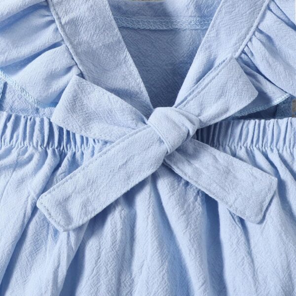 Yanmucy Baby Girls Cotton Rompers Newborn Toddler Ruffle Sleeveless Backless Bodysuit with Headband Summer Baby Overall Outfits 0-18 Months - Image 5