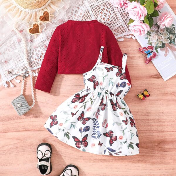 Similotey Baby Girl Dress Butterfly Print Sleeveless Dress and Coat 2Pcs Toddler Baby Girl Outfit Set - Image 7