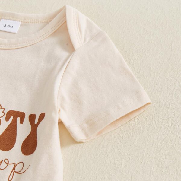 Vioyavo Baby Boy Girl Easter Outfit Newborn Clothes Letter Bunny Short Sleeve Romper Carrot Pants Knotted Hat 3 Piece Set - Image 6