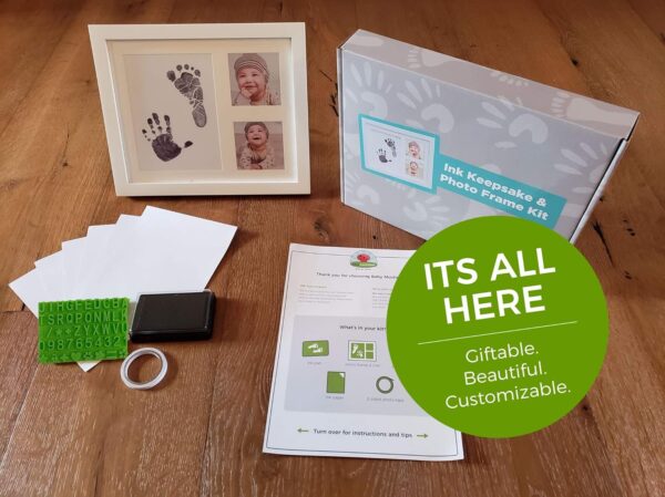 Ultimate Baby Ink Handprint Footprint Kit & Frame - with Premium Picture Photo Frame, Safe Ink Pad Stamp, Paper & Bonus Stencil. The Perfect Personalized Baby Shower, Newborn Gift Idea & Memento! - Image 6