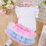 Winmany Baby Girl First Birthday Clothes 3PCS Bow Headband My 1st Birthday Romper Tutu Skirt Cake Smash Outfit Set for Photo Shoot - Image 3