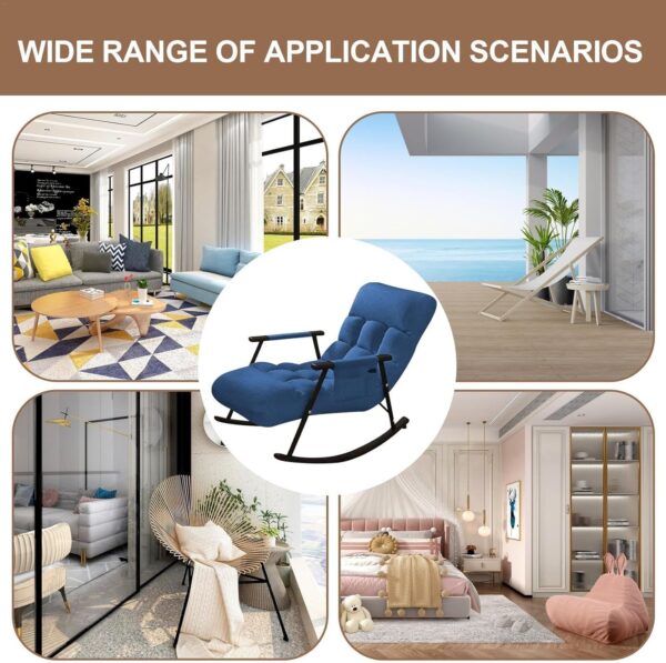 Modern Reclining Rocking Chair for Bedroom Padded Seat Recliner Reading Chair with Rocking Function Indoor Outdoor Lounge Glider Chair for Living Room - Image 6