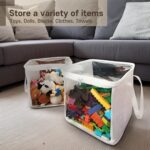 holay 2-Pack 12" Cube Storage Bins [White] - 27L Capacity PVC Boxes Transparent Lid & Handles - Durable & Foldable - Multi-Purpose Toy, Clothes, Blocks Organizer for Kids, Toddlers, Playroom (Large) - Image 7