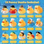 Pinenuts Rubber Ducks Bath Toy, 15 Pcs Novelty Bath Ducks Mini Float Duck Squeaky Bath Duckies Cute Bath Duck Toys Ducking Child Bath Toys Car Decoration Party Supplies for Children Qver 3 Years Old - Image 3
