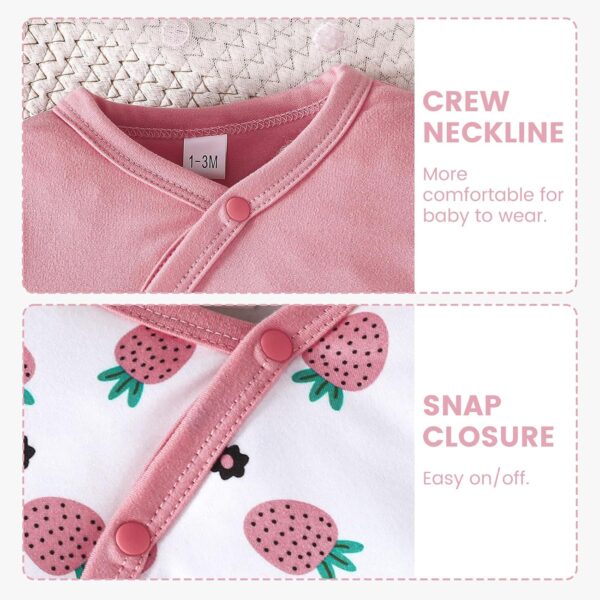 JiAmy 2Pcs Baby Pyjama, Boys Girls Long Sleeve Romper, Slanting Snap Button Snowsuit, Cotton Onesie Jumpsuit for Infant 0-12 Months - Image 4