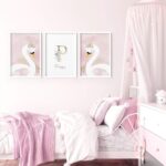 Swans Set of 3 Large Wall Art with Frames, Nursery Framed Wall Pictures, Playroom Wall hangings, Baby Girl Children Bedroom, A4, A3, A2, 20x30 in Black Frame A2 16.54 x 23.39 in / 42 x 59.4 cm - Image 6