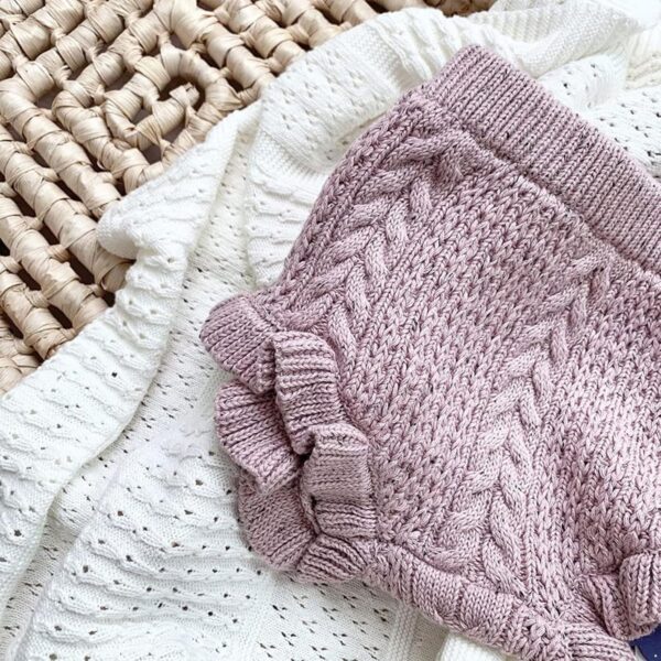 Aiihoo Toddler Cable Knit Bloomers Baby Girls Loose Harem Shorts Infant Ruffles Crochet Panties Underwear - Image 4