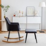 BTM Rocking Chair for Nursery, Rocking Chair with Footstool & Soft Cushion & Solid Wood Legs, Single Recliner, Lounge Chair for Living Room Bedroom/Office/Patio, Dark Grey - Image 3