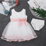 Riismen Baby Girls Christening Baptism Outfit Embroidered Princess Dress with Bloomers for Birthday - Image 3