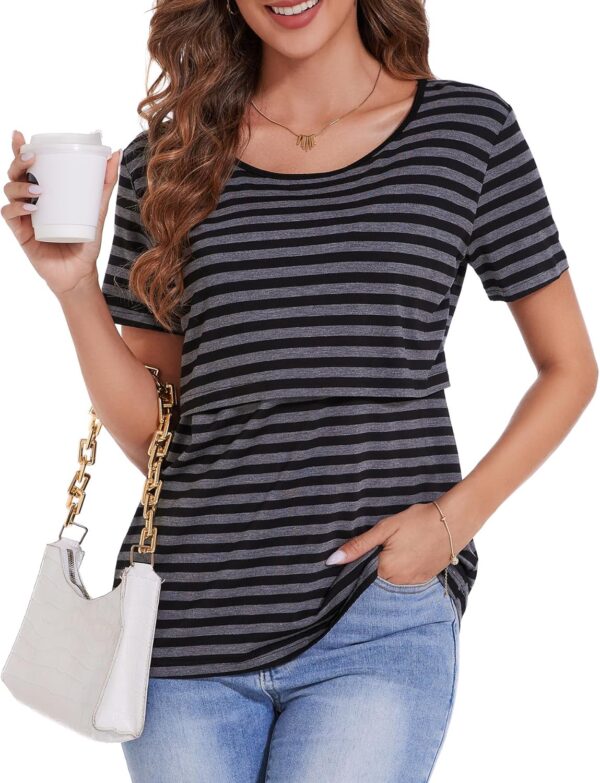 Sosolism Essential Nursing Tops Summer Breastfeeding Tshirt Short Sleeve Soft Feeding tee for Women - Image 2