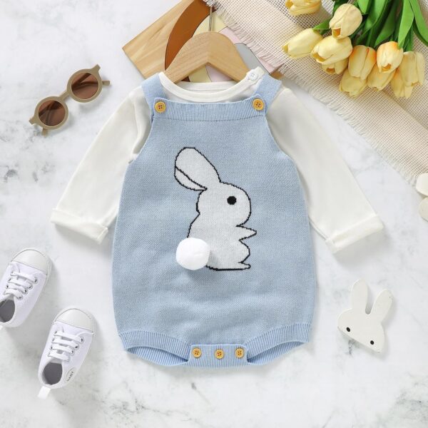 Cokbyavla Unisex Newborn Easter Suspender Overalls Pants,1St Birthday Girl Outfits New Years Outfit Baby Girl Newborn Rabbit Outfit Easter Tree Jumpsuit White Long Sleeve - Image 4