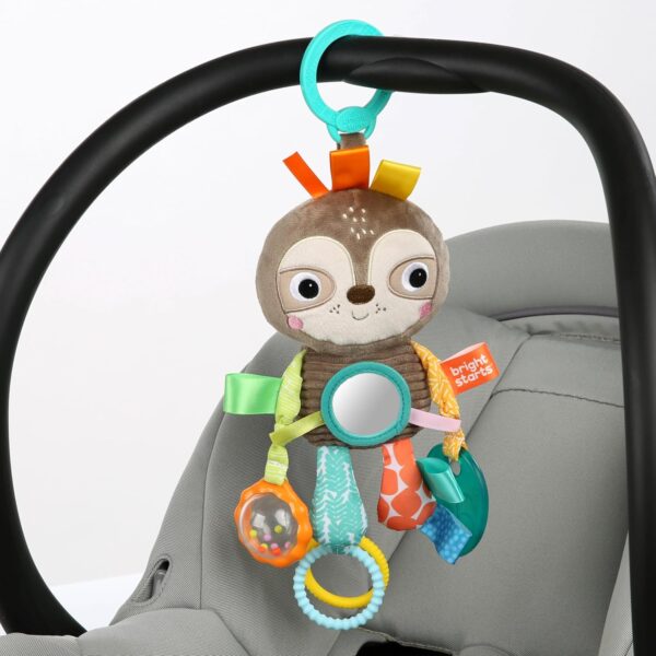 Bright Starts Sloth Plush Playful Pals Take-Along BPA-free Stroller Baby Toy, Age Newborn+ - Image 2