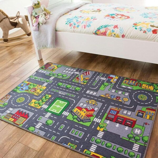 Nybhyjka Road Play Map City Car Vehicle Traffic Educational Learning & Fun Game Area Non Slip Boy & Girl Kids Rug Carpet Traffic Map Crawling Play Carpet Kids Baby Children Educational Road Traffic - Image 8