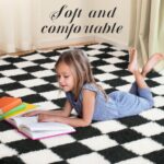 Super Soft Rug for Bedroom, Black and White Area Rug Classic Checkered Shaggy Rug Anti-Skid High Pile Soft Fluffy Rug Fuzzy Carpet for Living Room Bedroom Kids Room Nursery, Dorm Home Decor - Image 2