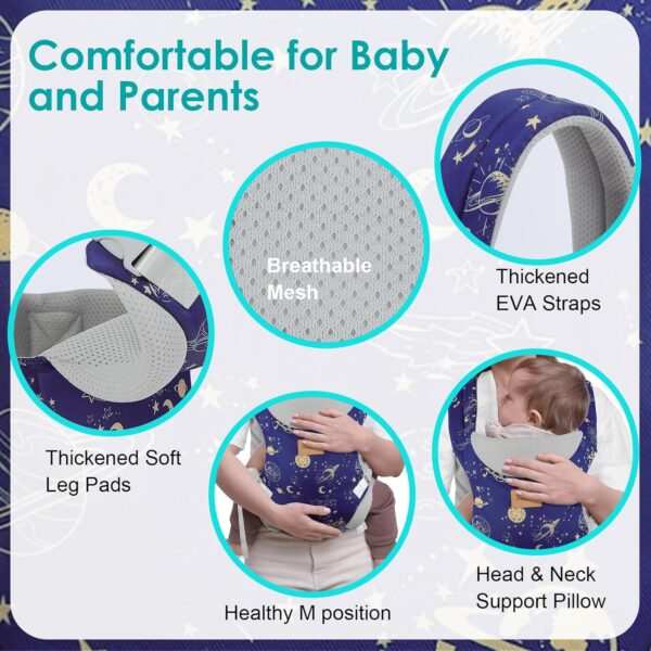 YooxArmor Baby Carrier Newborn to Toddler, Ergonomic Adjustable Toddler Carrier for 7-33 Lbs, Cozy Lightweight Infant Carrier with Neck Support, Baby Holder Carrier with Lumbar Support for Mom Dad - Image 3