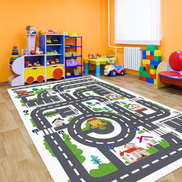USTIDE Large Soft Kids Rug City Life Road Traffic Playroom Play Mat for Baby Boys Girls Educational Nursery Rug for Children Bedroom Living Room Kids Room 120x180cm - Image 4