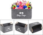 Geyecete dog toy basket storage Bins - with Wooden Handle,Collapsible Pet Supplies Storage Basket puppy toy box storage Basket/Bin Kids Toy Chest Storage Trunk(Grey) - Image 5