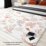 Washable Non Slip Area Rug for Living Room BedroomKids Nursery Bedside Room Home Office Kitchen Decor Coral Shells Fluffy Area Rug 60 x 90cm pink - Image 4