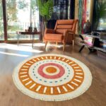 Lukinbox Boho Round Rug - 4ft Sun Washable Area Rugs for Bedroom, Soft Non-Slip Rainbow Color Circular Throw Rugs - Image 6