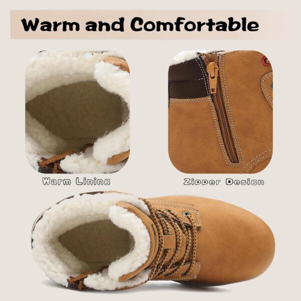 ARRIGO BELLO Winter Boots for Boys Lined Zipper Kids Snow Lace-up Girls Warm Winter Boot Sizes 12.5-5 - Image 5