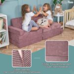 KiddyMoon Foam Sofa For Children Multifunctional Mattress Armchair Kids Foldable Bed Folding Toddler Couch Chair For Playroom Bedroom Living Room, Light Grey - Image 4