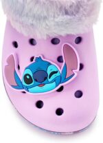 Disney Lilo & Stitch Girls Clogs | Kids Rubber Slip-Ons with Stitch Character Charm in Purple | Childrens Fur Lined Sandal Slides with Heel Strap & Flower Print | Animation Movie Merchandise Gift - Image 7
