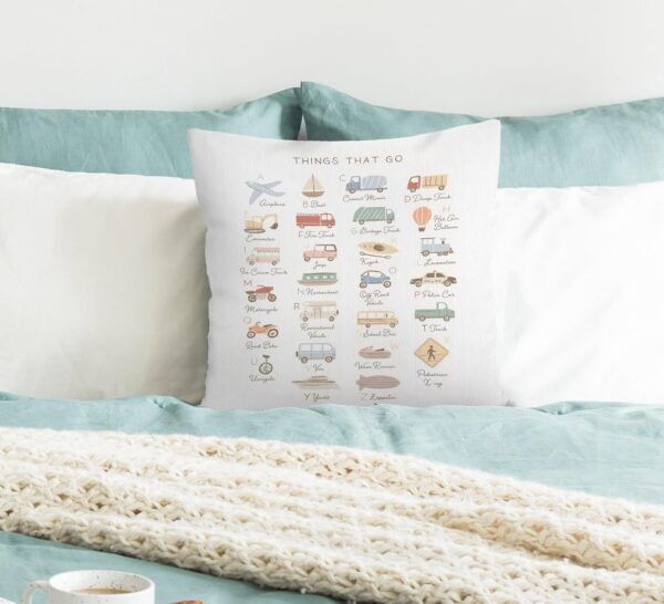 FLDAS Classroom Pillow Covers 18x18, Classroom Pillows for Kids Reading Corner, Toddler Boys Kids Room Nursery Decor, Transportation Alphabet Kids Pillows Decorative Throw Pillows Cover - Image 6