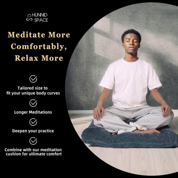 Meditation Cushion with Washable Premium Velvet Cover,100% Memory Foam Square Floor Cushion and Buckwheat Cushion Seating for Adults and Children Sitting, Yoga, Reading (Luxe Blue Bundle) - Image 3