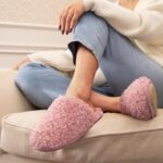Snug Leaves Women's Scuff Slippers Furry Cute Curly Faux Wool Slip-on Indoor Memory Foam House Shoes - Image 2