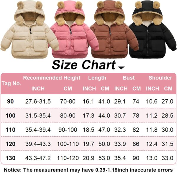 FEOYA Baby Boys Girls Hooded Down Jackets Little Kids Winter Puffer Jackets Cute Warm Outerwear - Image 2