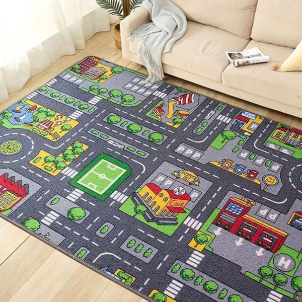 Nybhyjka Road Play Map City Car Vehicle Traffic Educational Learning & Fun Game Area Non Slip Boy & Girl Kids Rug Carpet Traffic Map Crawling Play Carpet Kids Baby Children Educational Road Traffic - Image 2