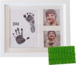 Ultimate Baby Ink Handprint Footprint Kit & Frame - with Premium Picture Photo Frame, Safe Ink Pad Stamp, Paper & Bonus Stencil. The Perfect Personalized Baby Shower, Newborn Gift Idea & Memento!