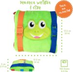 Frog Plush Toddler Puzzle Toy - Sensory Busy Board Pillow - Soft Play Education Activity Toy for 1 - 3 Year Old Kids - Boys & Girls Baby Buckle - Improve Motor Skills, Fidget/ Fiddle Travel Game. - Image 3