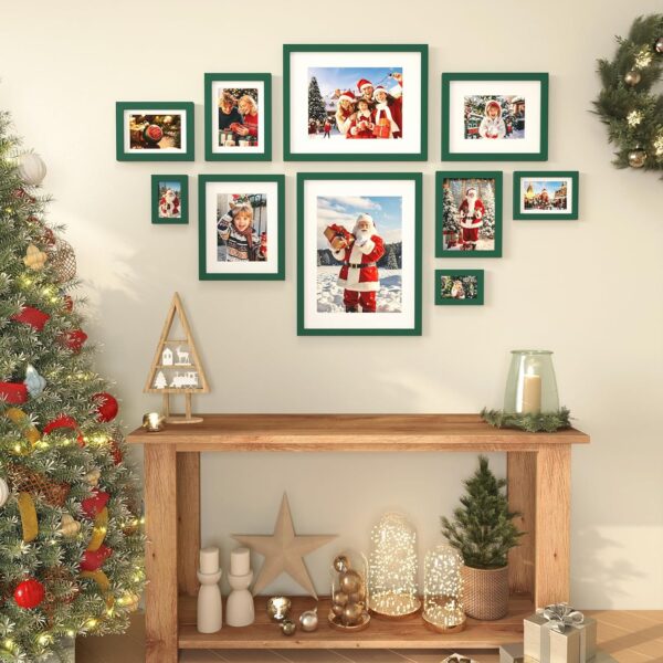 KINLINK 7x5 Picture Frames Green, Wood Frames with Acrylic Plexiglass for Pictures 6x4 with Mat or 7x5 without Mat, Tabletop and Wall Mounting Display, Set of 4 - Image 4