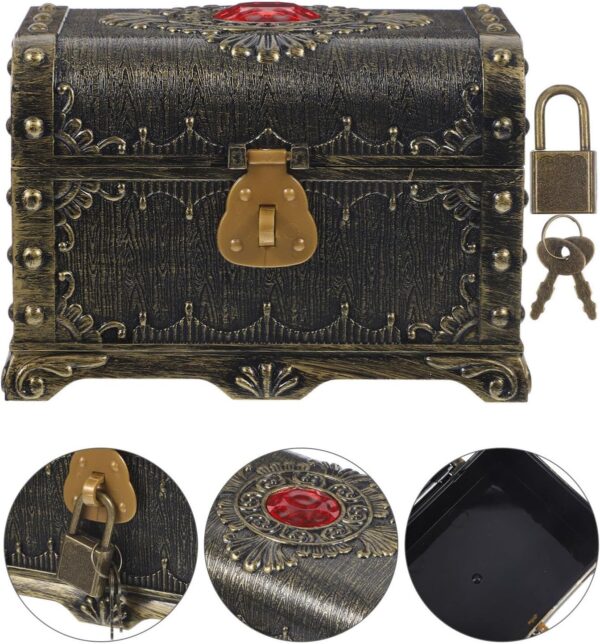 Homoyoyo Toys Plastic Chest Plastic Candy Case Treasure Chest Retro Sundries Organizer Jewelry Case Jewelry Organizer Jewelry Storage Case Photo Prop Antique Silver Child Decorations - Image 8