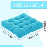Floor Pillow Cushions for Adults Sitting Large Big Pillows for Floor Seating Square Memory Foam Thick Tufted, 22 x 22 Inch, Set of 2, Blue - Image 5