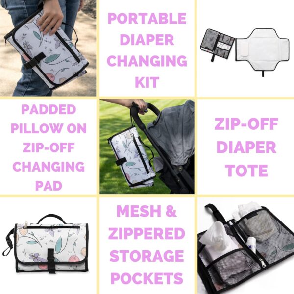 JumpOff Jo – Portable Changing Pad – Padded Diaper Changing Station – Fairy Blossom - Image 3