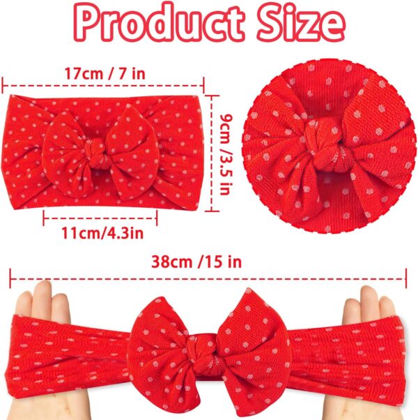 2Pcs Baby Headband Baby Turban Headband Baby Girl Headbands Baby Girl Bows Headband Newborn Headbands Baby Hair Bands for Newborn Baby, Toddlers(green/red) - Image 2