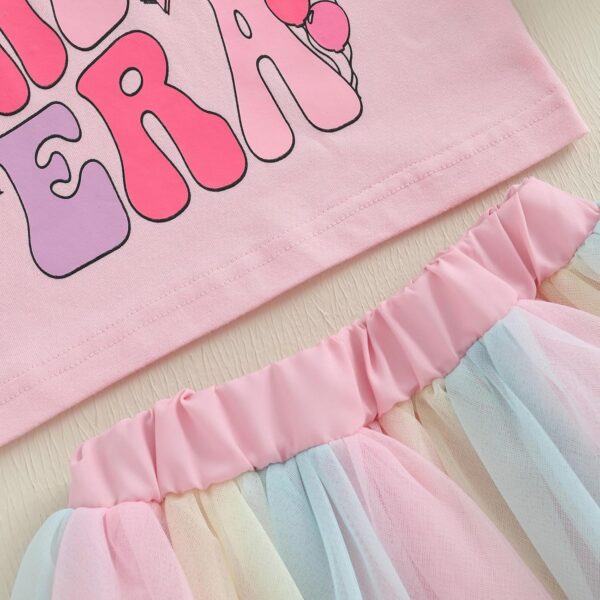 MAHUAOYIXI Baby Girl 2Pcs First Birthday Outfits Short Sleeve Letter Print Tops Tops T-Shirt + Tutu Tulle Skirt Set Toddler Girls Clothes Girls Birthday Clothing Set - Image 6