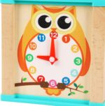 TOWO Wooden Activity Cube Beads Maze -5 Activities Roller Coaster Abacus Cog Wheels Gears Clock Zig Zag Slide-Early Educational toys for Baby -Educational Wooden Toys for 1 year old Montessori Toys - Image 3