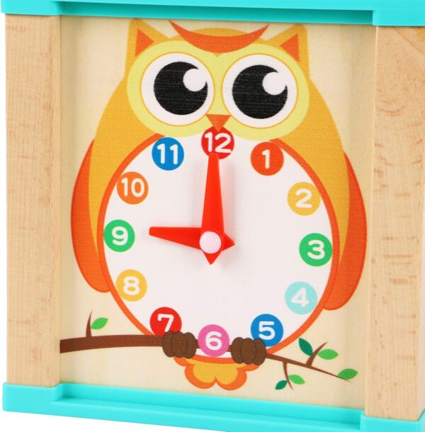 TOWO Wooden Activity Cube Beads Maze -5 Activities Roller Coaster Abacus Cog Wheels Gears Clock Zig Zag Slide-Early Educational toys for Baby -Educational Wooden Toys for 1 year old Montessori Toys - Image 3